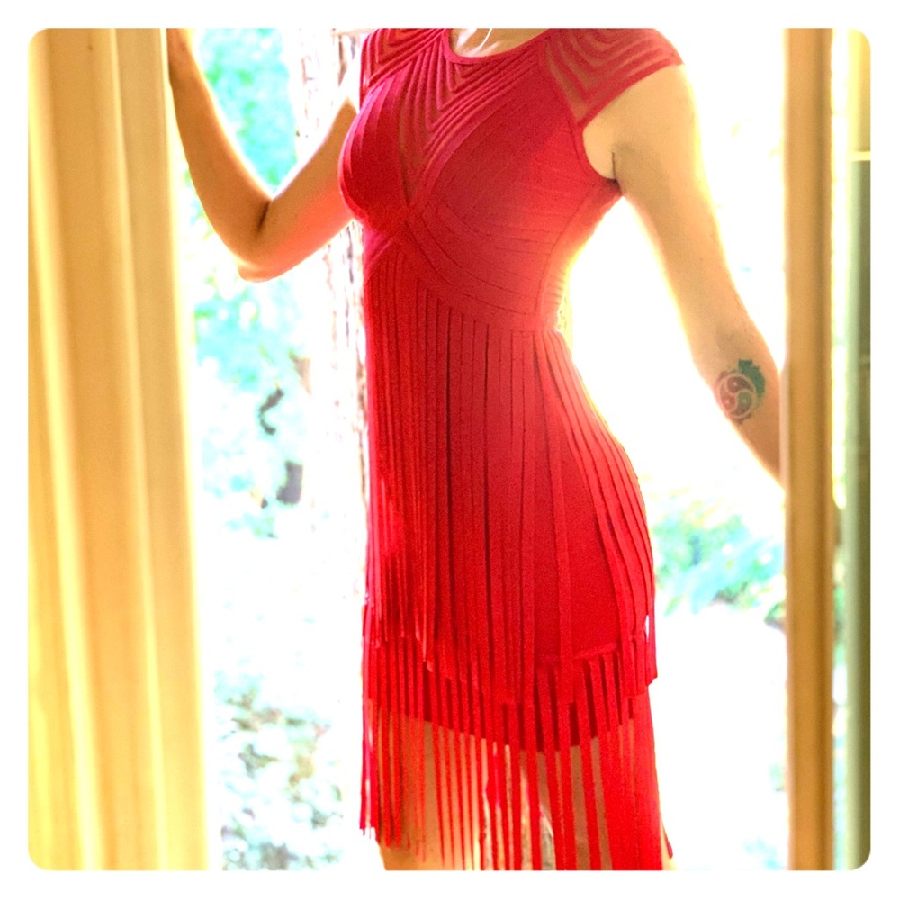 Herve Leger Fringe Dress